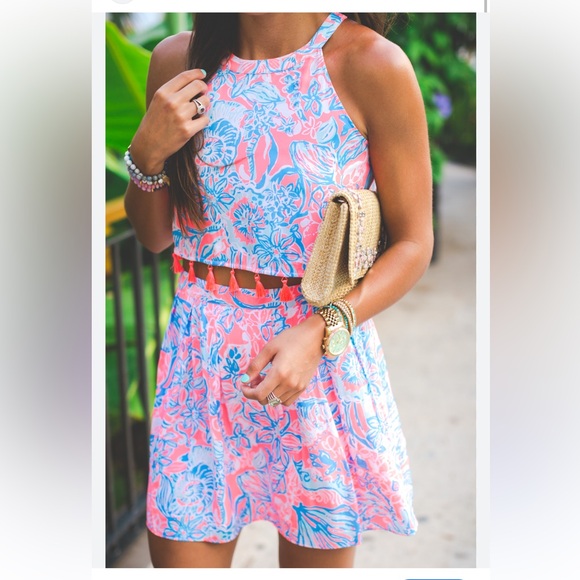 Lilly Pulitzer Rare Selina Set in PINK SUNSET SUMMER SIREN. Size 4. - Picture 2 of 12